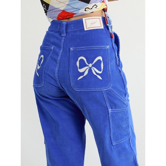 Lisa Says Gah Pants - Lisa Says Gah women Dylan Corduroy Jean Pant Plus Sz 20 Cobalt Blue Bows 28" ins